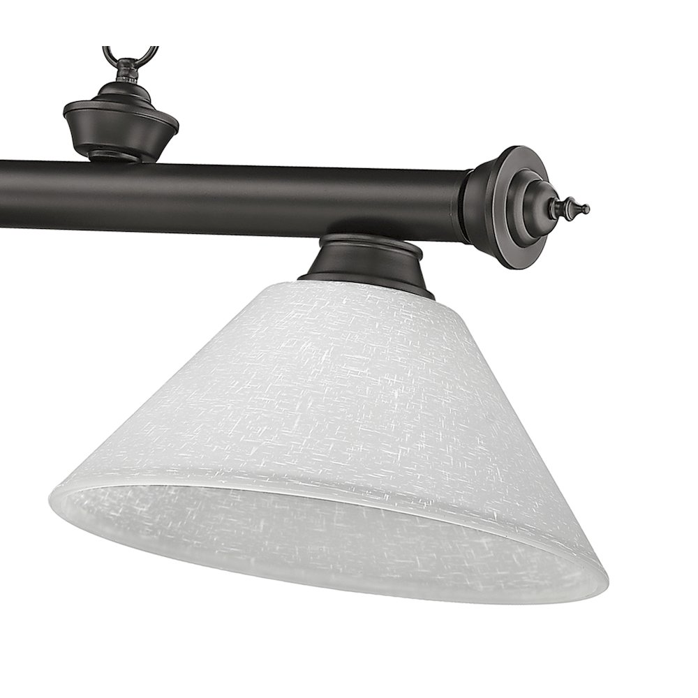 Z-Lite Cordon 3 Light Billiard, Steel Frame, White Linen Shade Color. Picture 4