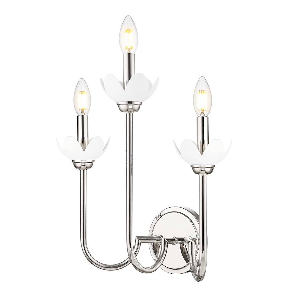 Z-Lite Allistair 3 Light Wall Sconce in Polished Nickel color, Steel frame. Picture 1