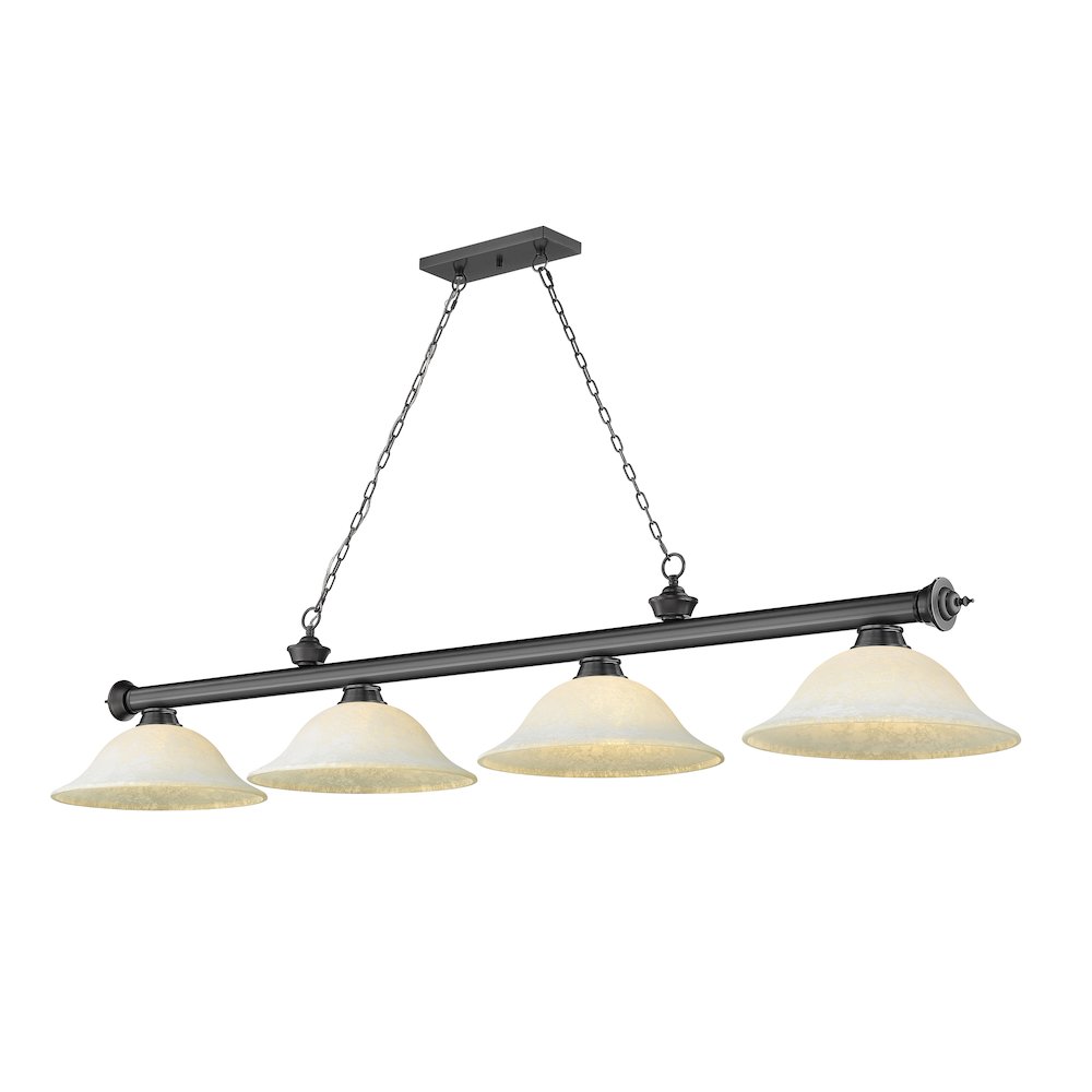 Z-Lite Cordon 4 Light Billiard, Steel Frame, White Mottle Shade Color. Picture 1