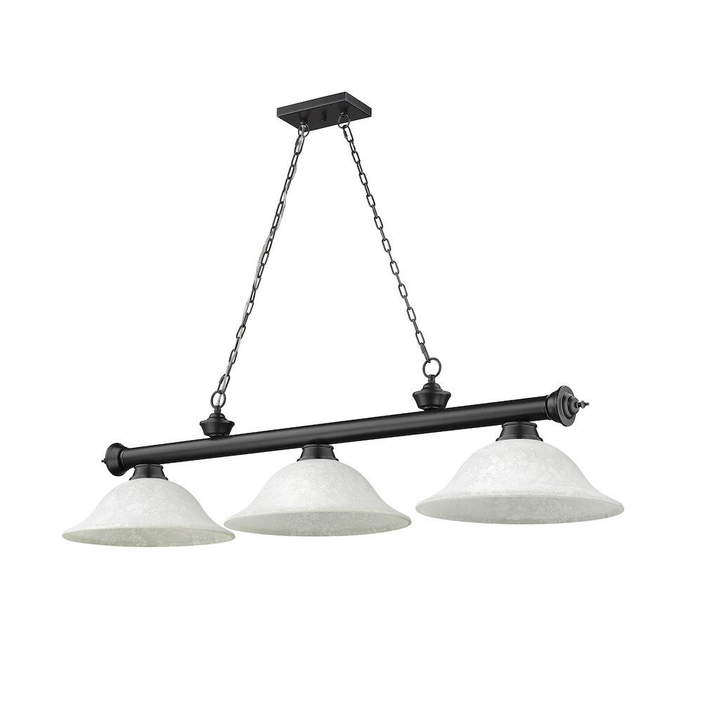 Z-Lite Cordon 3 Light Billiard, Steel Frame, White Mottle Shade Color. Picture 5