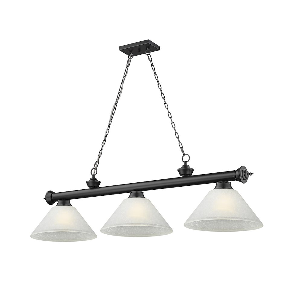 Z-Lite Cordon 3 Light Billiard, Steel Frame, White Linen Shade Color. Picture 1