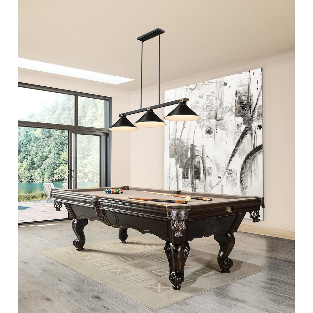 Z-Lite Bronte 3 Light Billiard, Steel Frame, Matte Black Shade Color. Picture 6