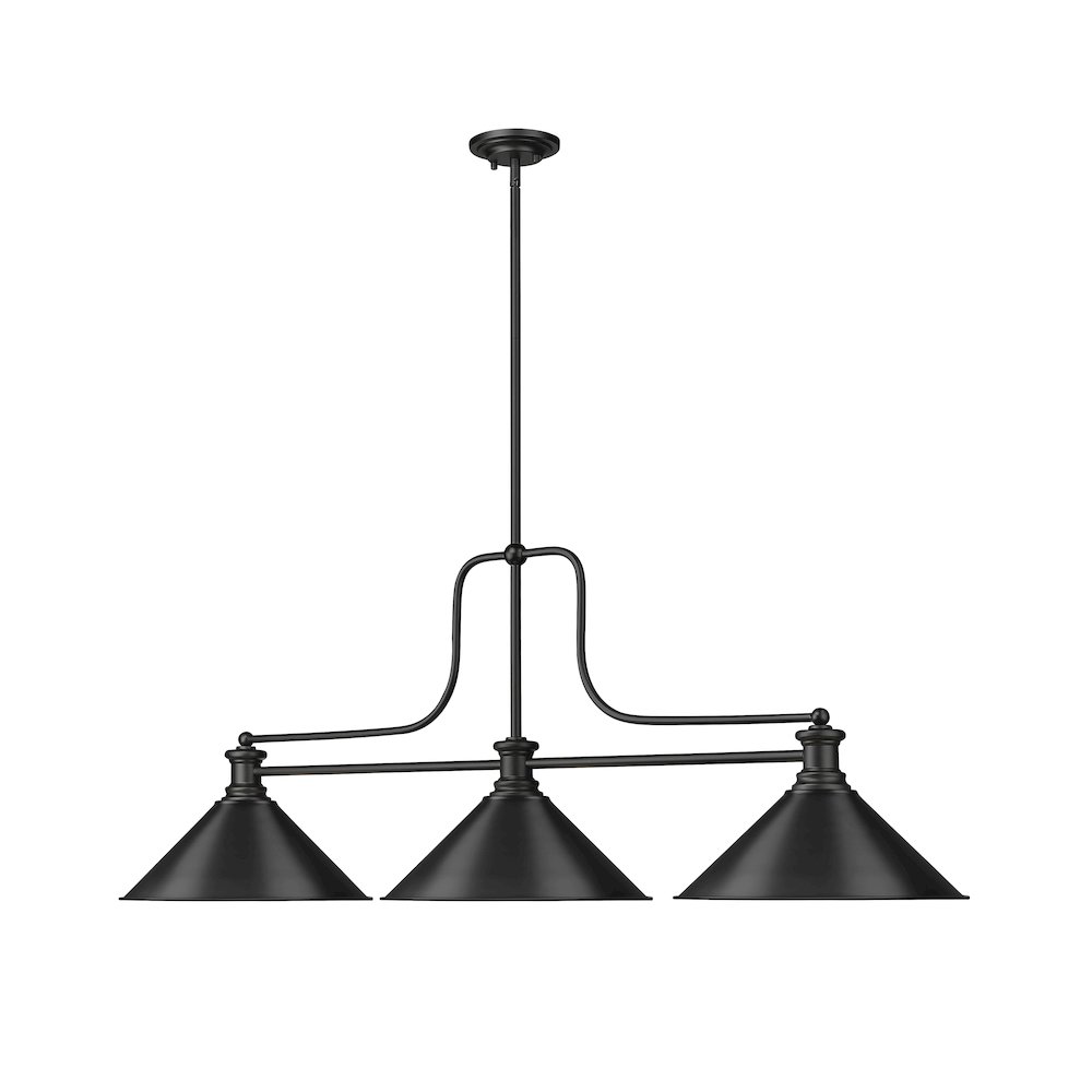 Z-Lite Melange 3 Light Billiard, Steel Frame, Matte Black Shade Color. Picture 3