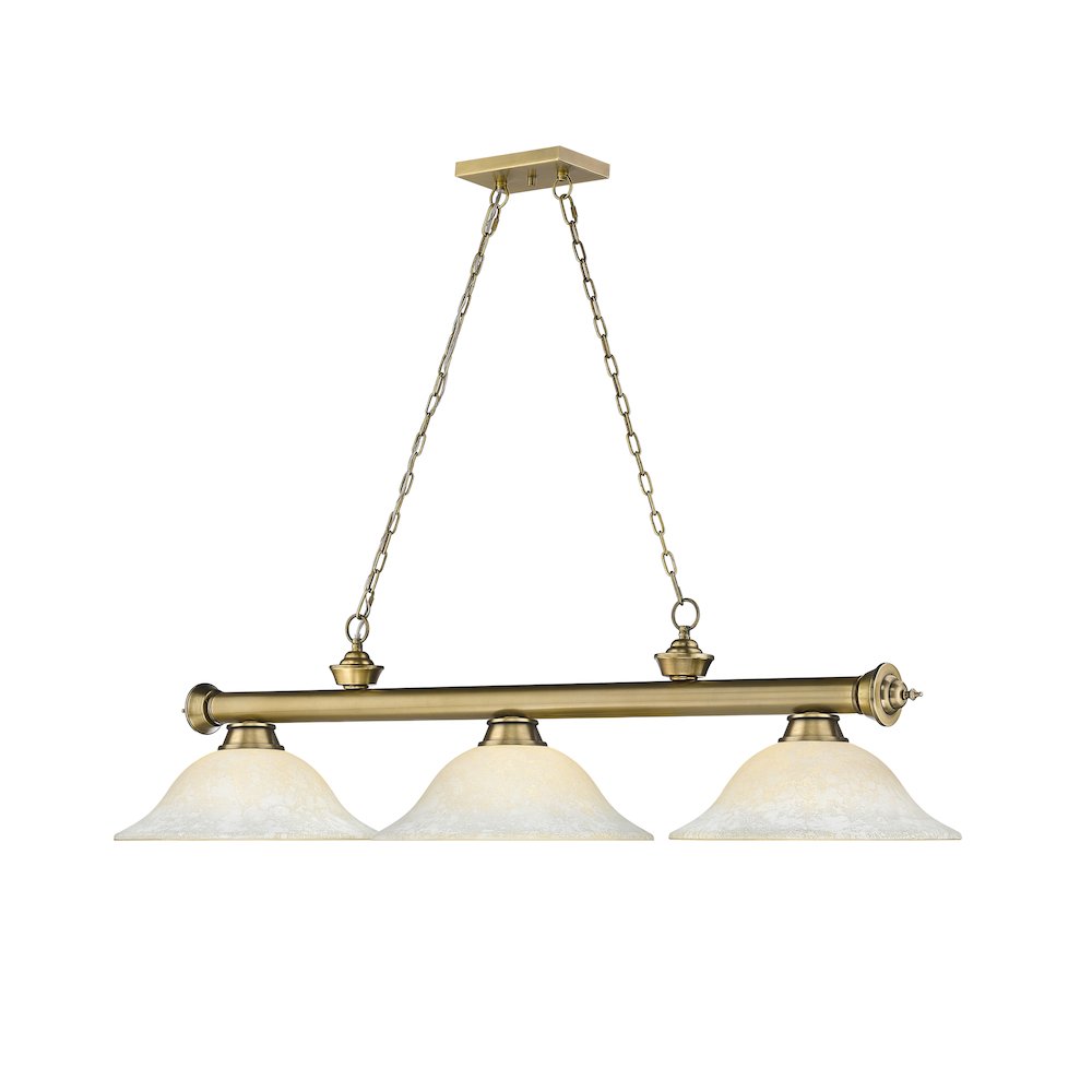 Z-Lite Cordon 3 Light Billiard, Steel Frame, White Mottle Shade Color. Picture 3