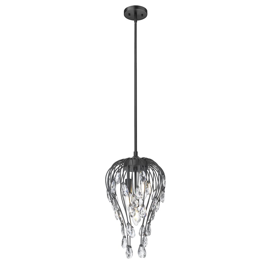 Z-Lite 3 Light Pendant, Matte Black. Picture 3