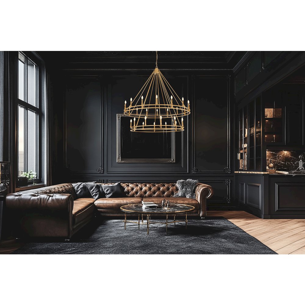 Z-Lite Dennison 28 Light Chandelier in Signature Brass color, Steel frame. Picture 5