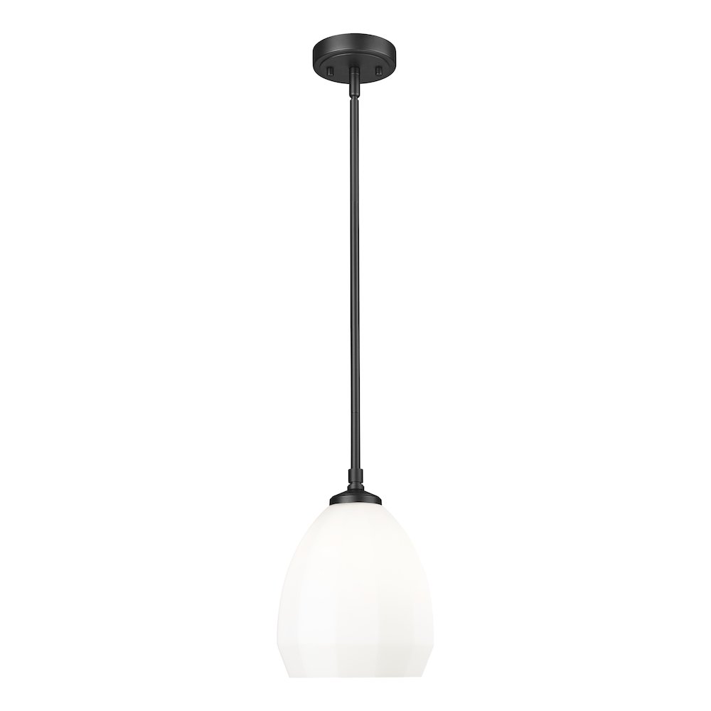 Z-Lite Oren 1 Light Pendant in Matte Black color, Steel frame. Picture 1