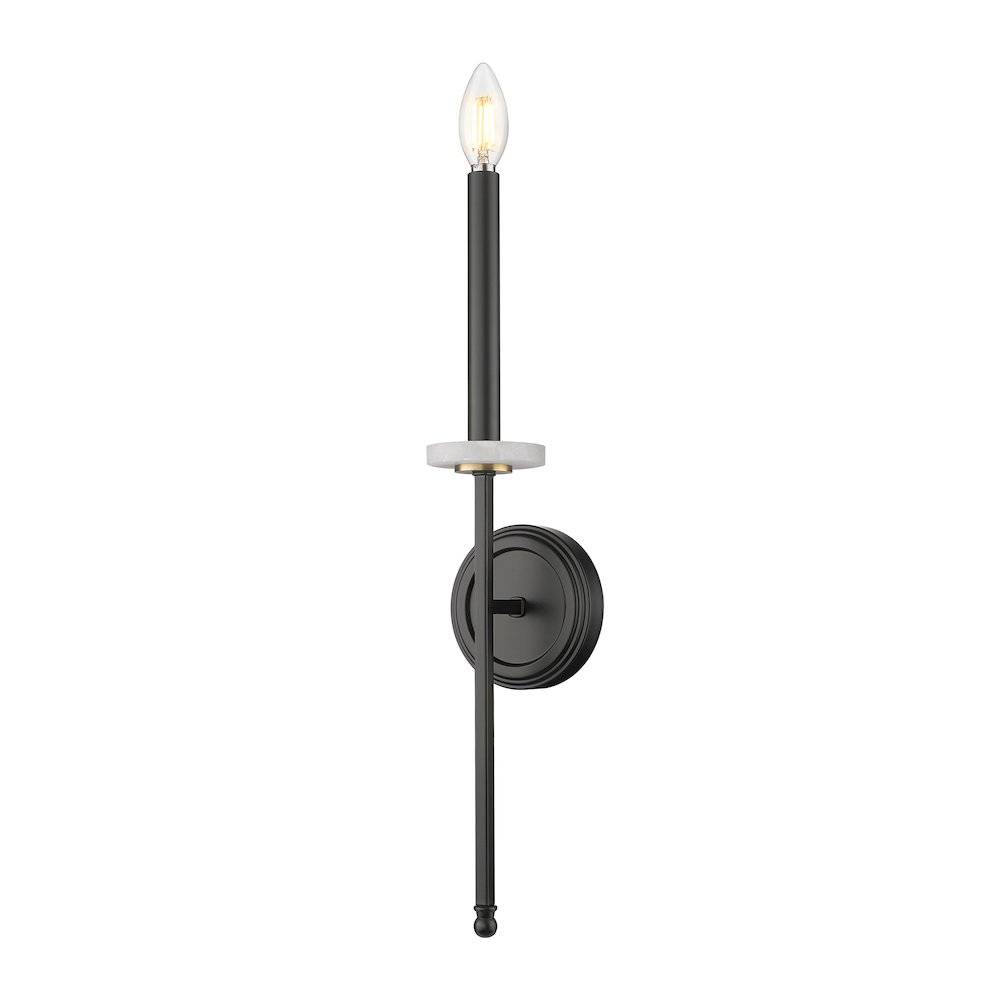 Z-Lite 1 Light Wall Sconce, Matte Black+Mordern Gold. Picture 1