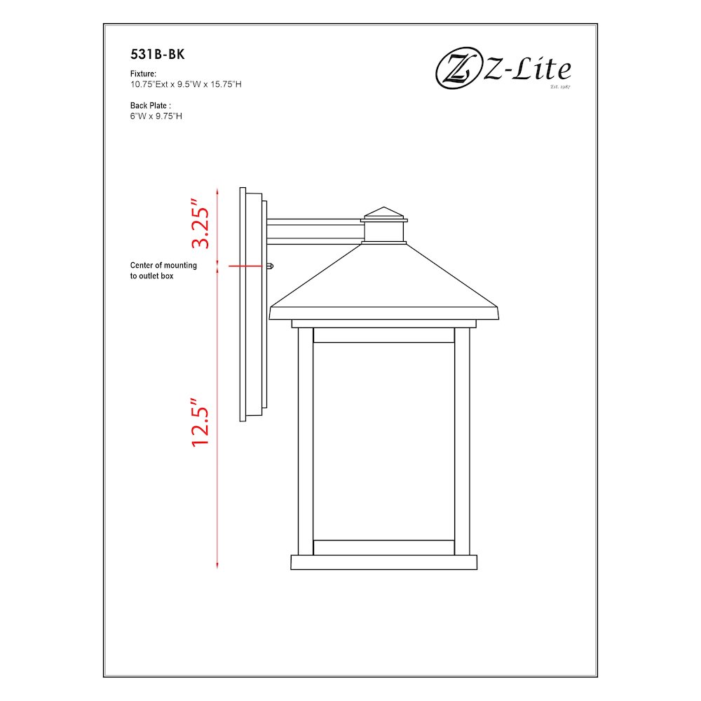 Z-Lite 1 Light Outdoor Wall Light. Picture 8