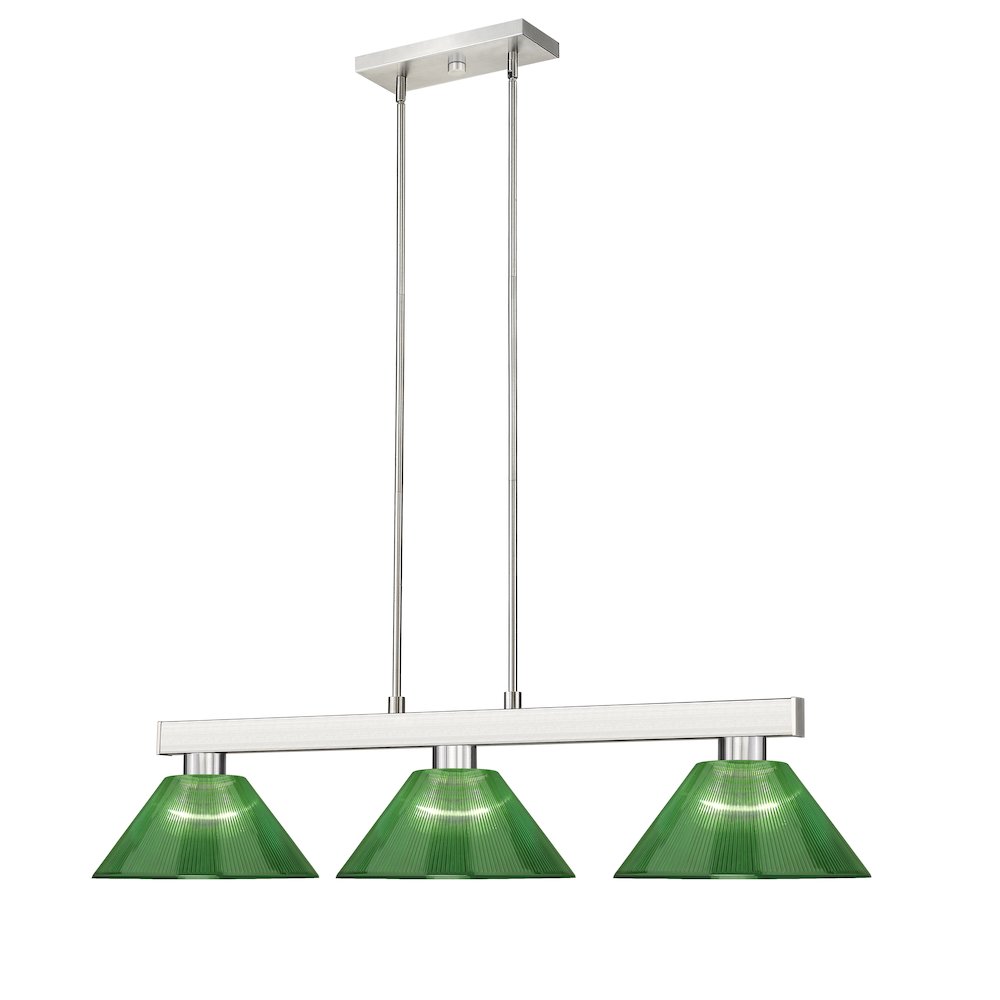 Z-Lite Cobalt 3 Light Billiard, Steel Frame, Green  Shade Color. Picture 3