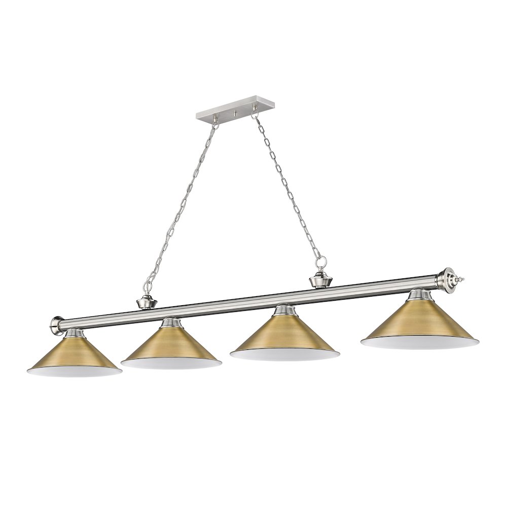 Z-Lite Cordon 4 Light Billiard, Steel Frame, Rubbed Brass Shade Color. Picture 5