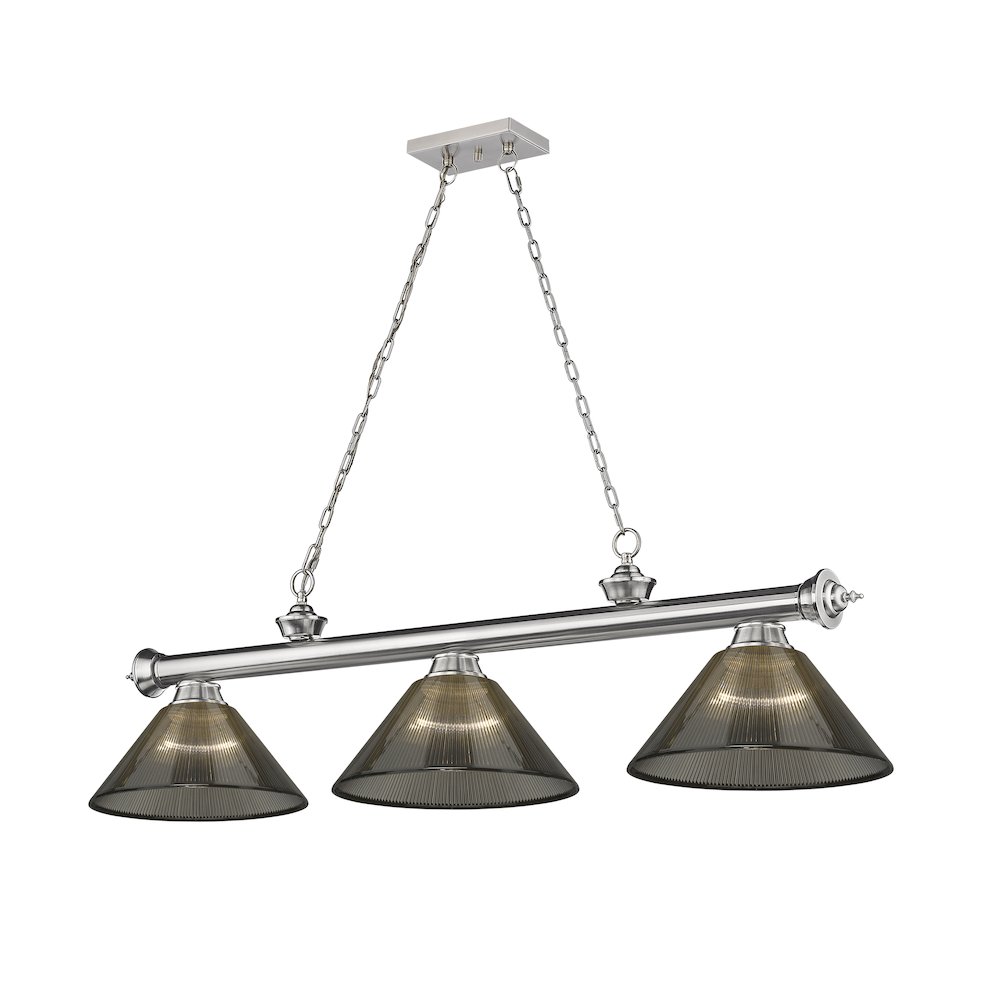 Z-Lite Cordon 3 Light Billiard, Steel Frame, Smoke Shade Color. Picture 1