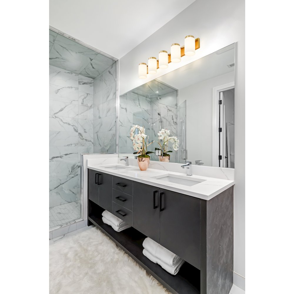 Z-Lite Burk 5 Light Vanity, Luxe Gold. Picture 6