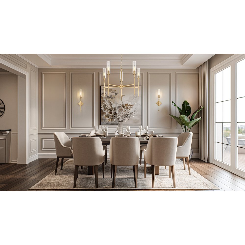 Z-Lite 5 Light Chandelier, Modern Gold. Picture 6