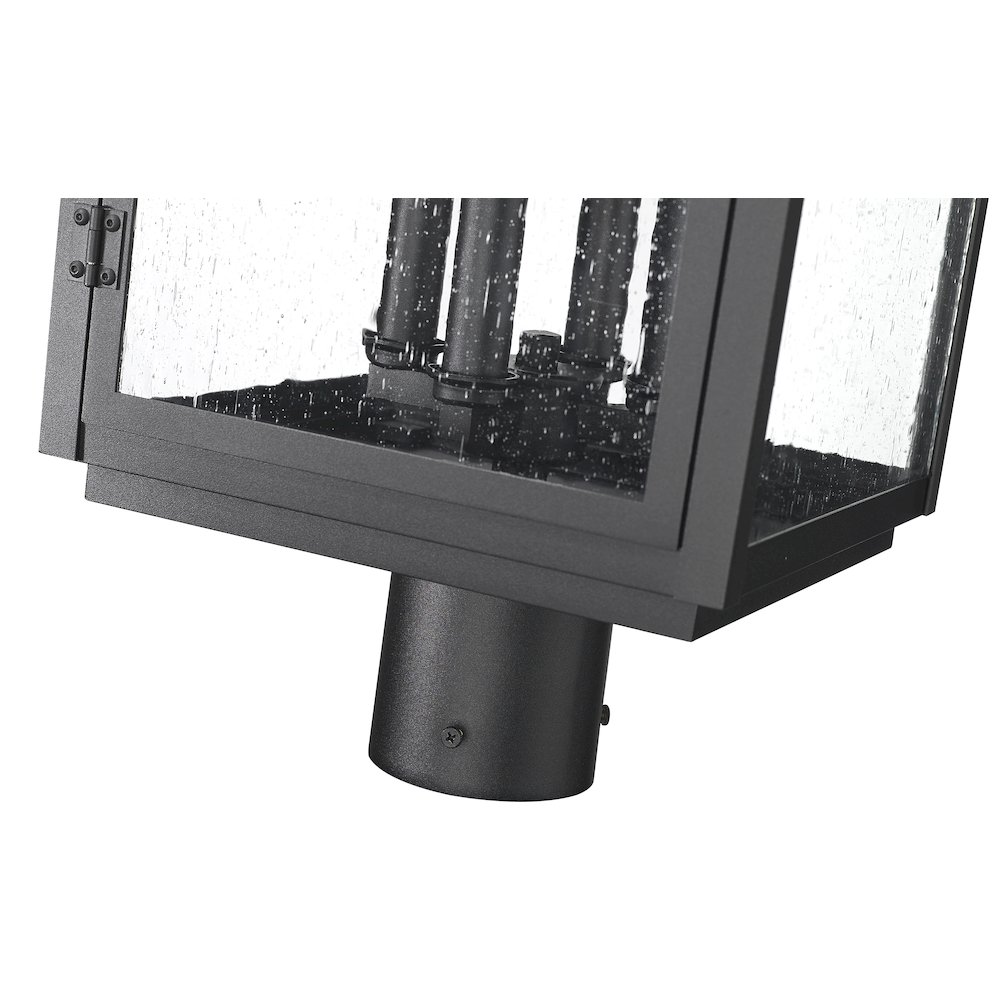 Z-Lite Hartwell 4 Light Outdoor Post Mount Fixture in Sand Black color. Picture 4