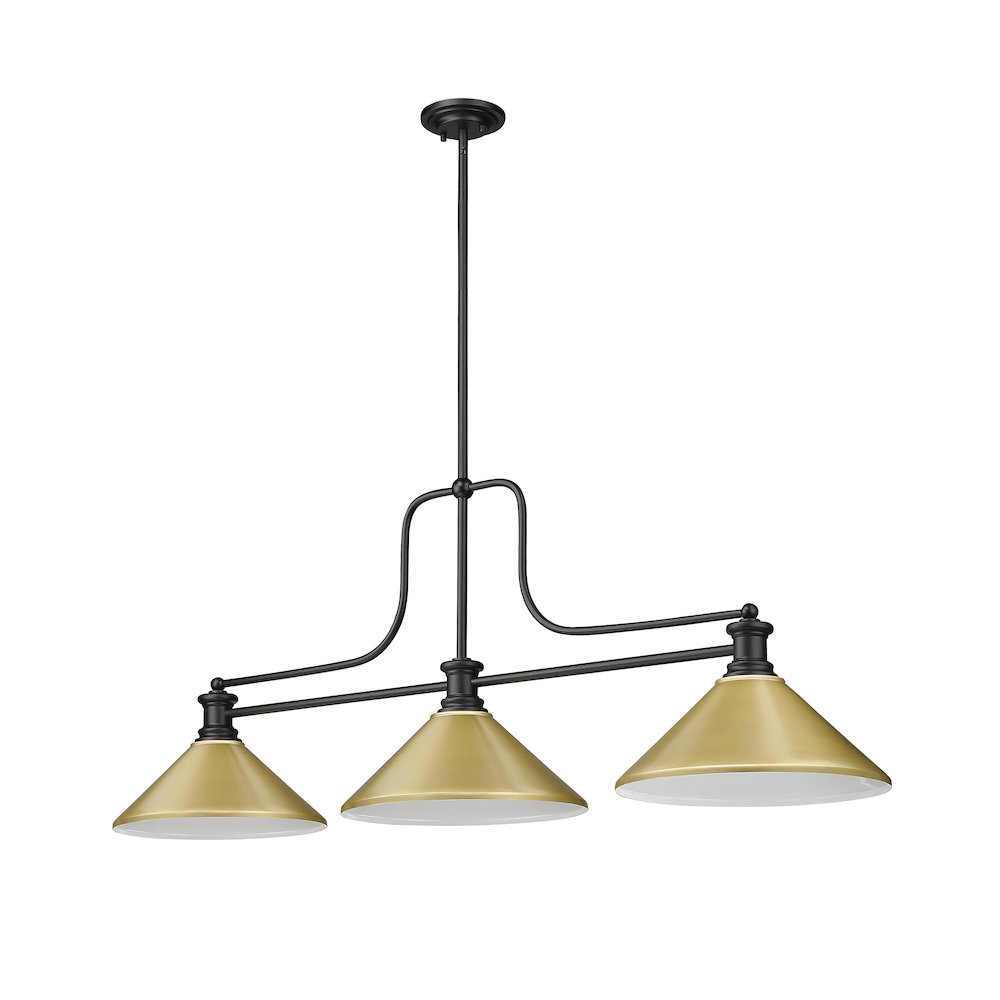 Z-Lite Melange 3 Light Billiard, Steel Frame, Satin Gold Shade Color. Picture 5