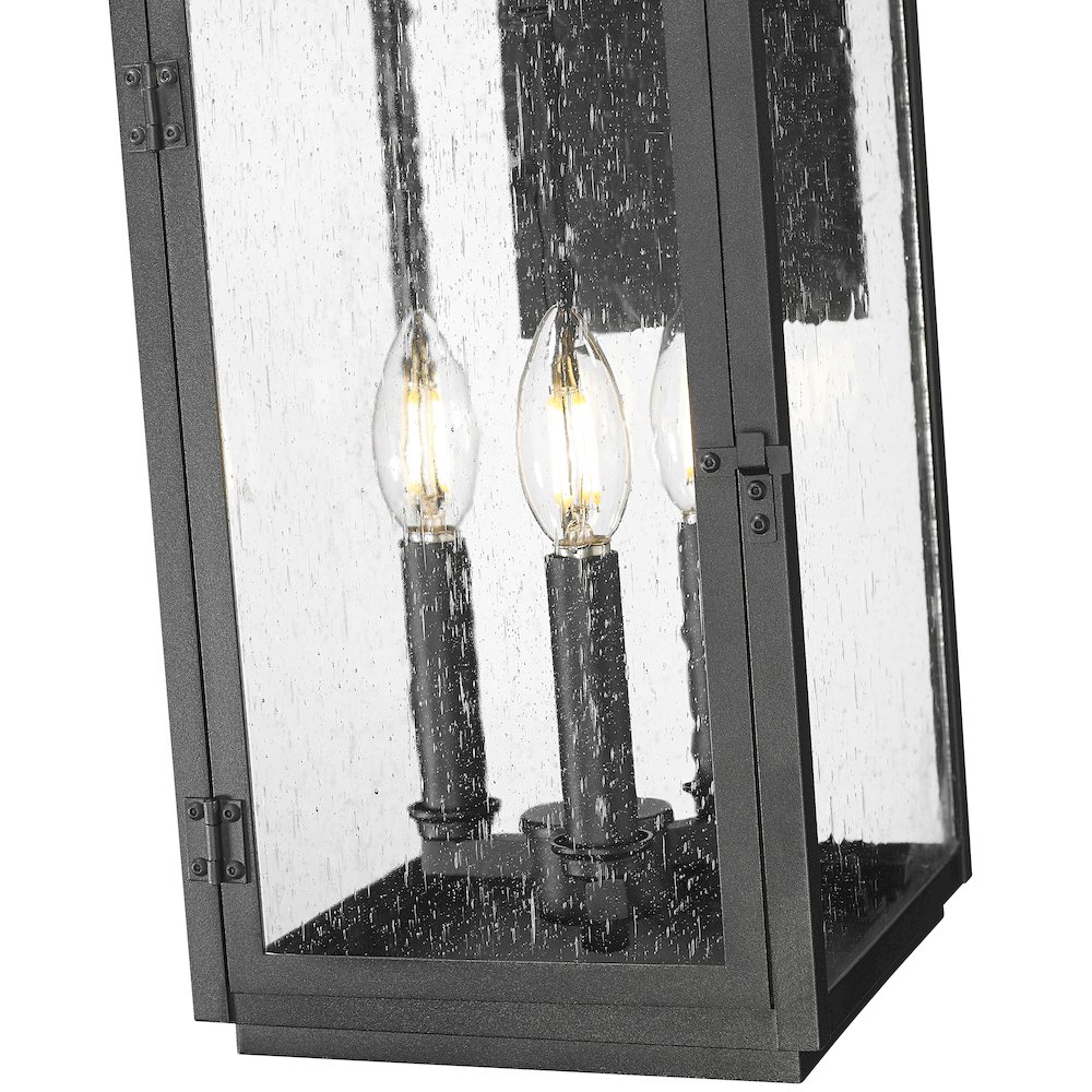 Z-Lite Hartwell 3 Light Outdoor Wall Light in Sand Black color, Aluminum frame. Picture 4