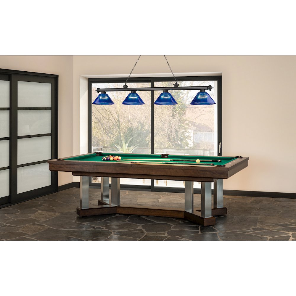 Z-Lite Cordon 4 Light Billiard, Steel Frame, Dark Blue Shade Color. Picture 6