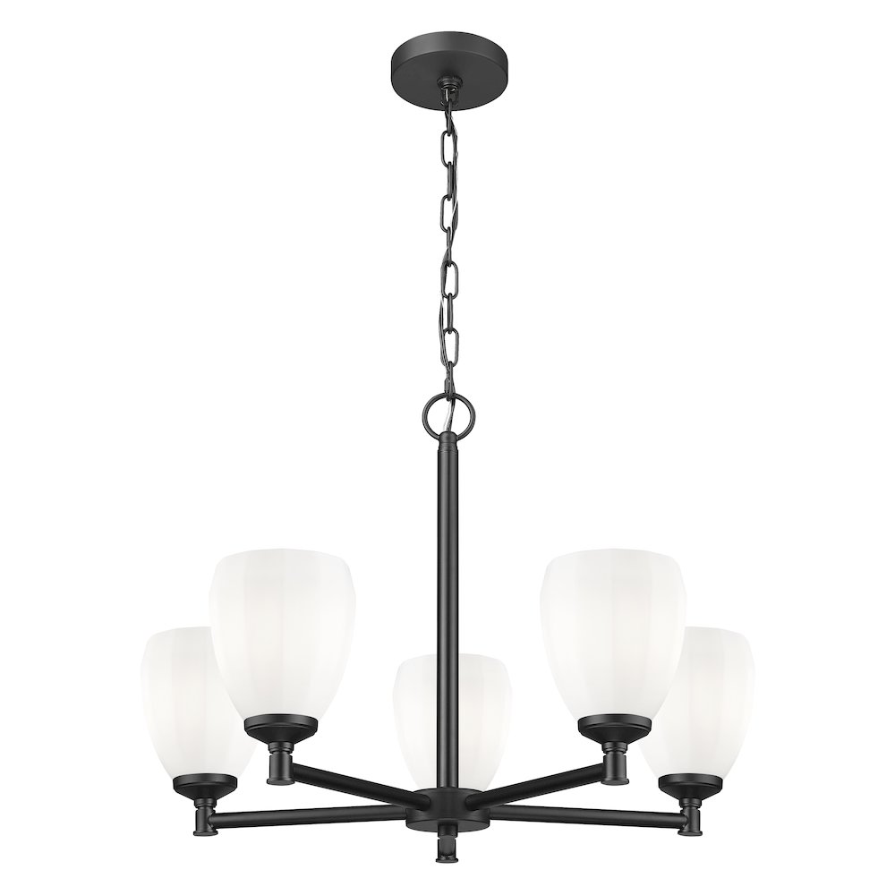 Z-Lite Oren 5 Light Chandelier in Matte Black color, Steel frame. Picture 3