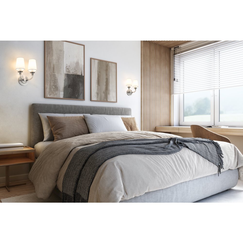 Z-Lite Katerina 2 Light Wall Sconce in Brushed Nickel Frame Finish. Picture 7