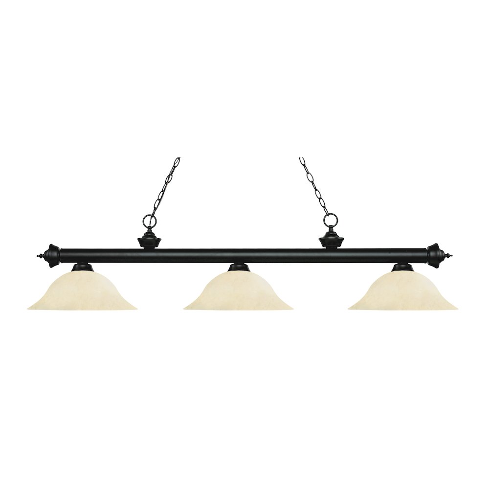 Z-Lite Riviera 3 Light Billiard, Steel Frame, Golden Mottle Shade Color. Picture 1