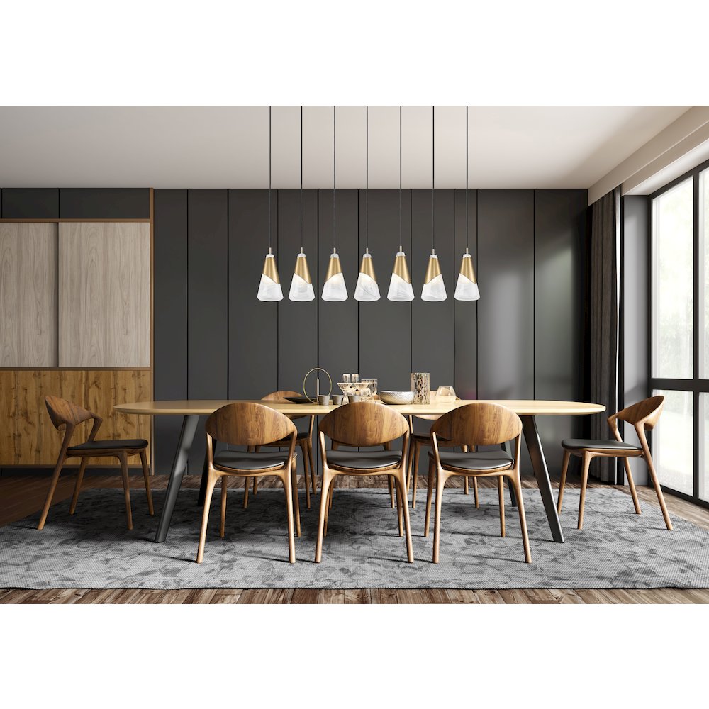 Z-Lite Aimie 7 Light Linear Chandelier, Modern Gold. Picture 7