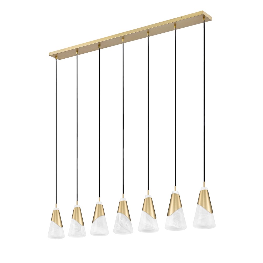 Z-Lite Aimie 7 Light Linear Chandelier, Modern Gold. Picture 5