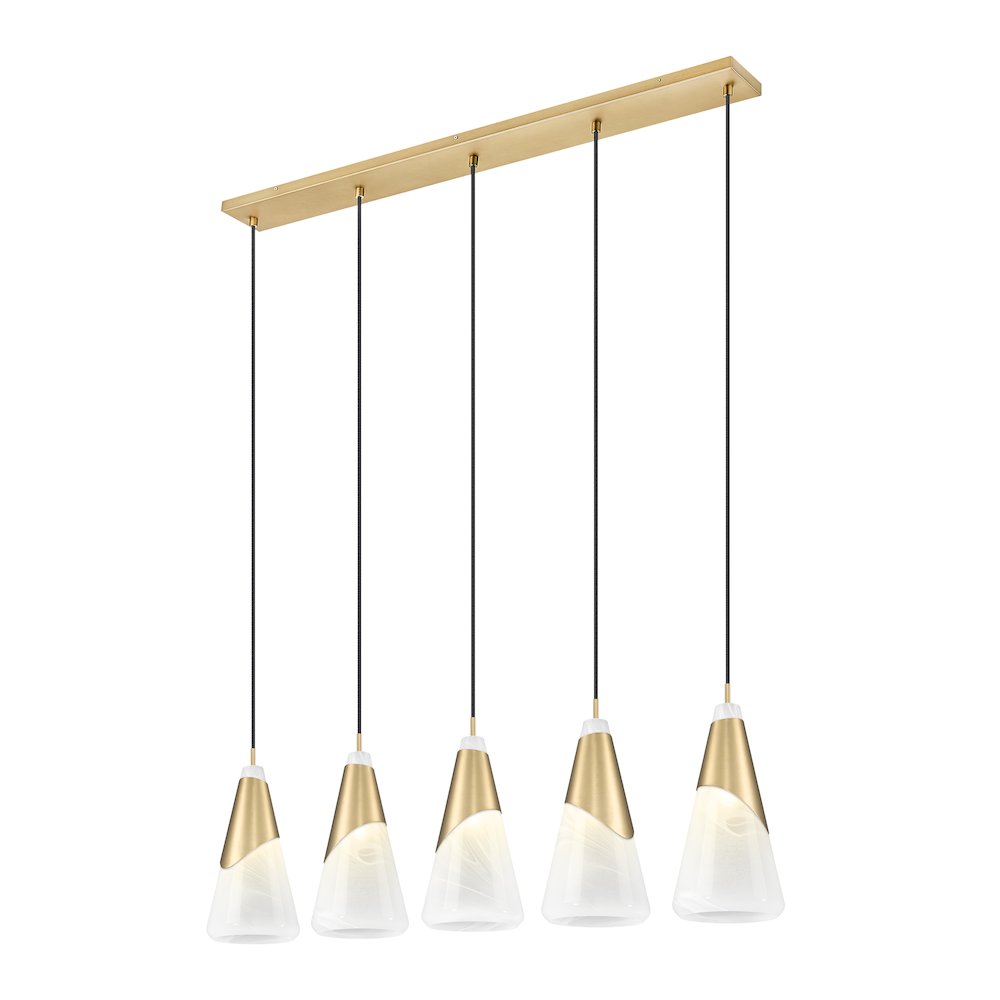 Z-Lite Aimie 5 Light Linear Chandelier, Modern Gold. Picture 2