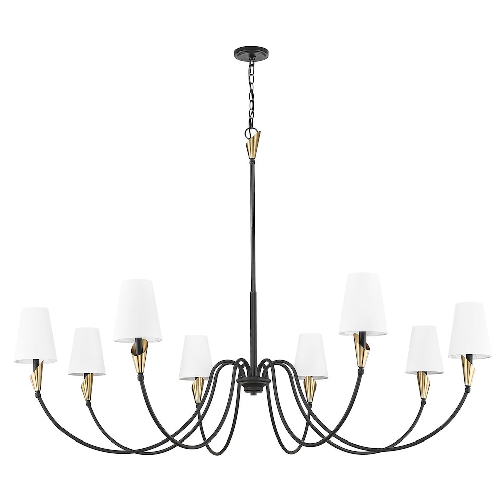 Z-Lite Claudelle 8 Light Chandelier in Matte Black + Modern Gold color. Picture 5