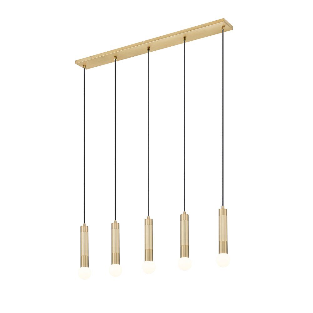 Z-Lite Stari 5 Light Linear Chandelier in Modern Gold color, Steel frame. Picture 2