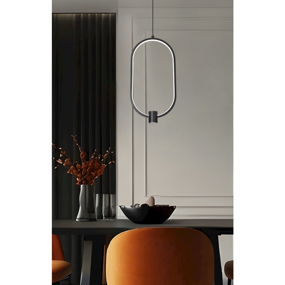 Z-Lite 1 Light Pendant, Matte Black. Picture 5