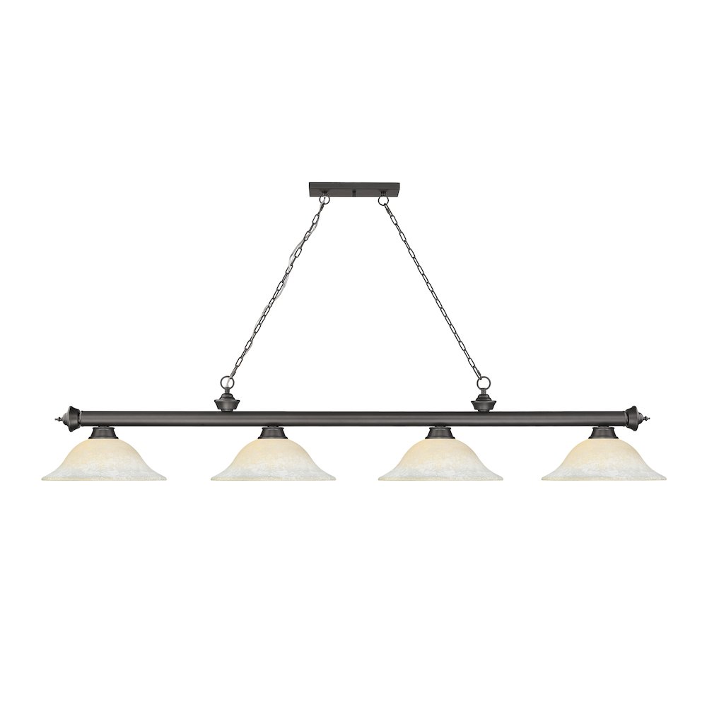 Z-Lite Cordon 4 Light Billiard, Steel Frame, White Mottle Shade Color. Picture 2