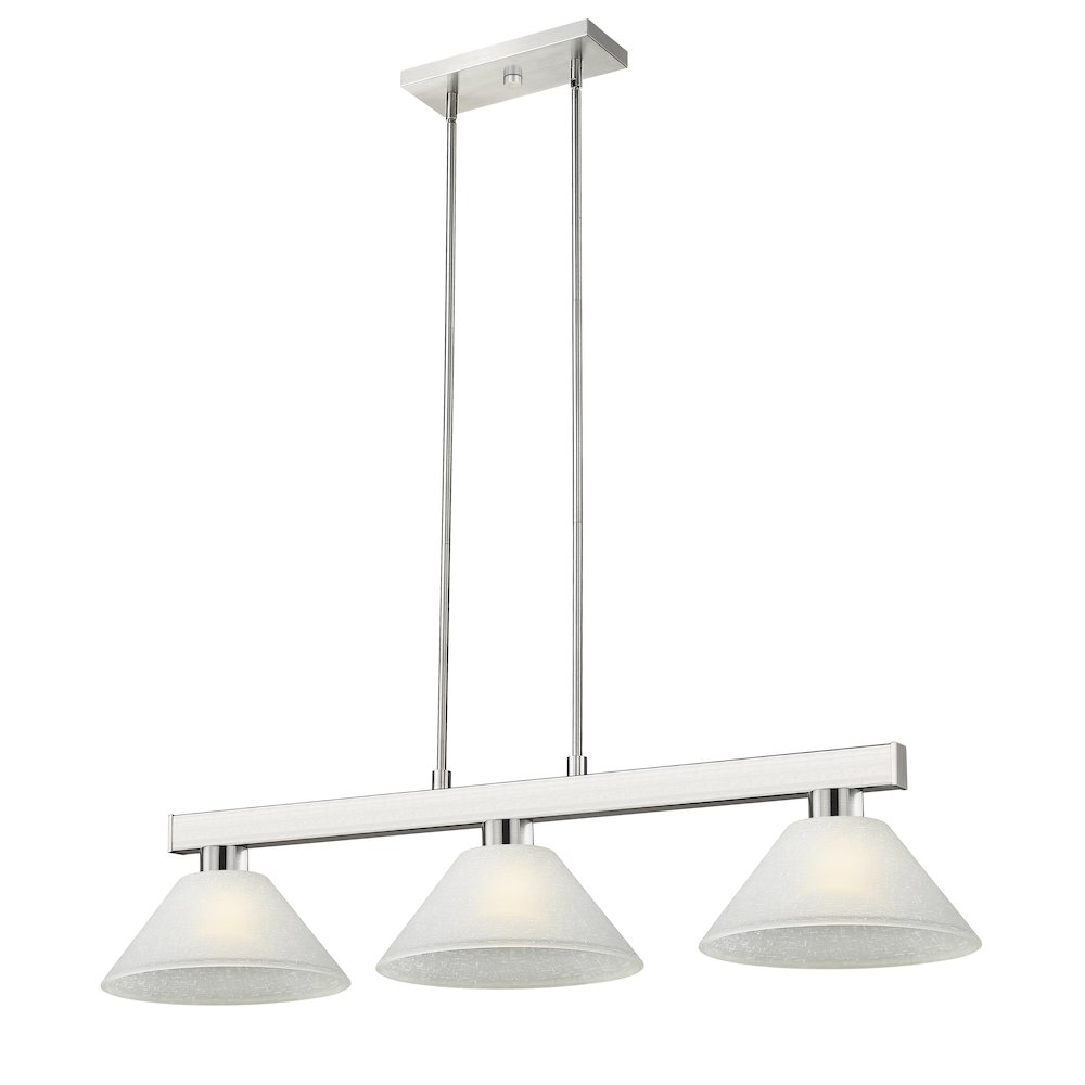 Z-Lite Cobalt 3 Light Billiard, Steel Frame, White Linen Shade Color. Picture 1