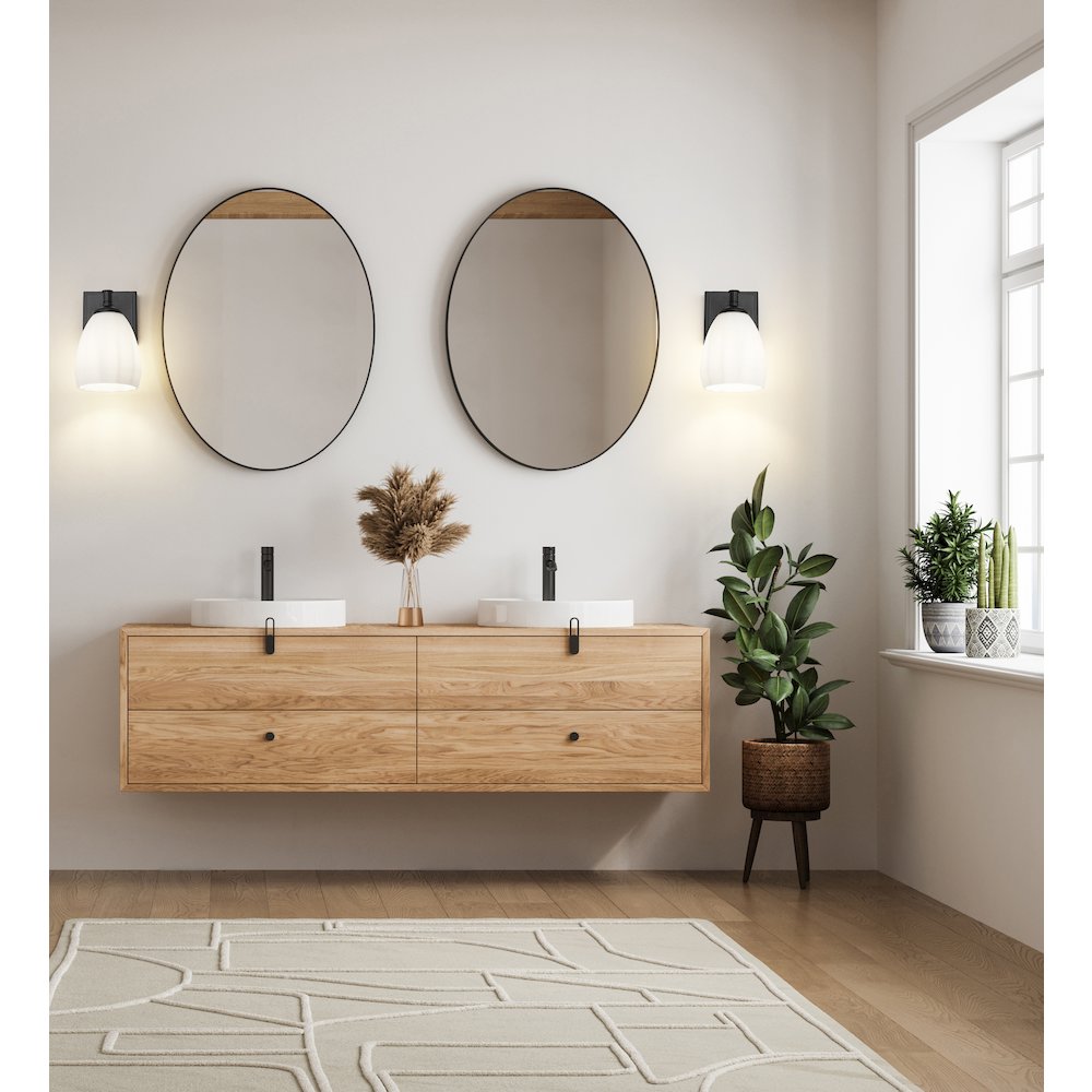 Z-Lite Oren 1 Light Vanity in Matte Black color, Steel frame. Picture 6