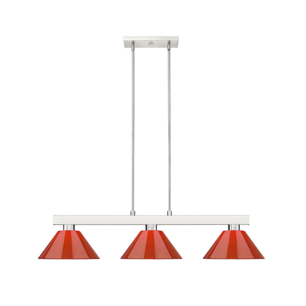 Z-Lite Cobalt 3 Light Billiard, Steel Frame, Red Shade Color. Picture 2
