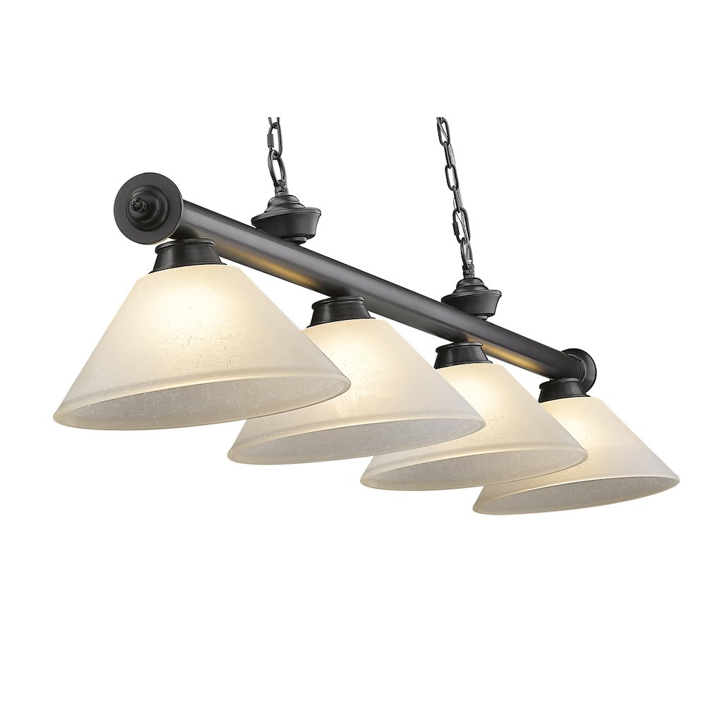 Z-Lite Cordon 4 Light Billiard, Steel Frame, White Linen Shade Color. Picture 4