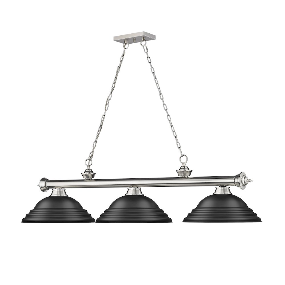 Z-Lite Cordon 3 Light Billiard, Steel Frame, Matte Black Shade Color. Picture 3