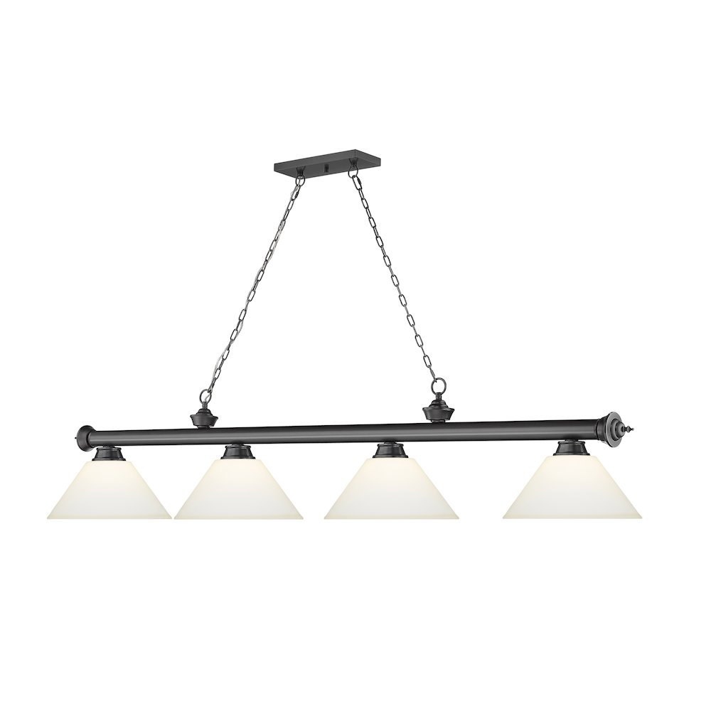 Z-Lite Cordon 4 Light Billiard, Steel Frame, Matte Opal Shade Color. Picture 3