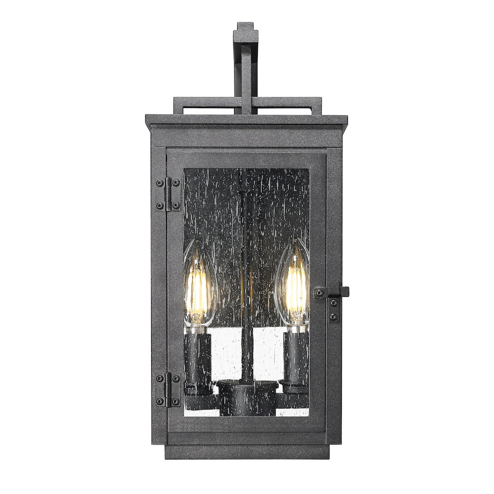Z-Lite Hartwell 2 Light Outdoor Wall Light in Sand Black color, Aluminum frame. Picture 3