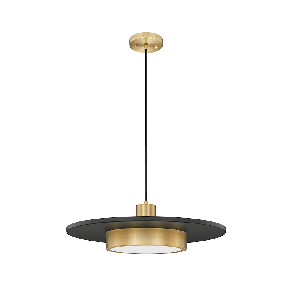 Z-Lite 1 Light Pendant, Matte Black + Modern Gold. Picture 1