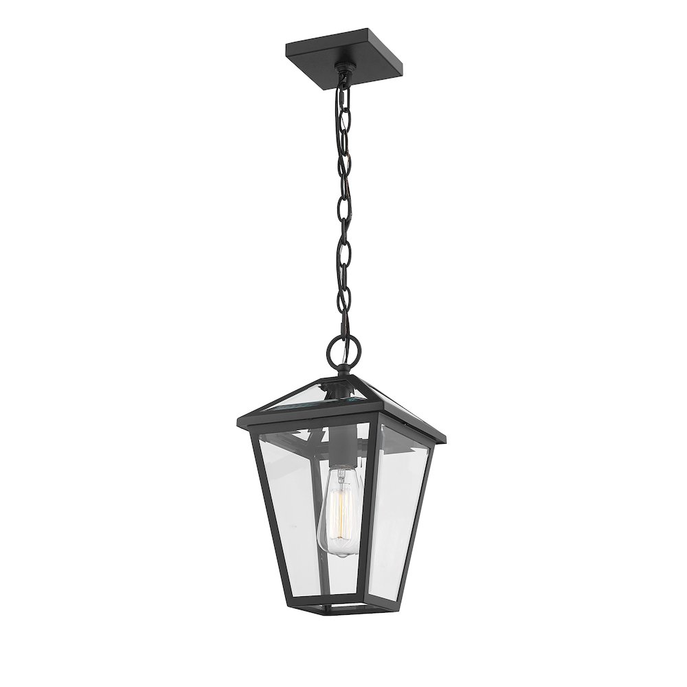Z-Lite Talbot 1 Light Outdoor Chain Mount Ceiling Fixture, Black. Picture 2