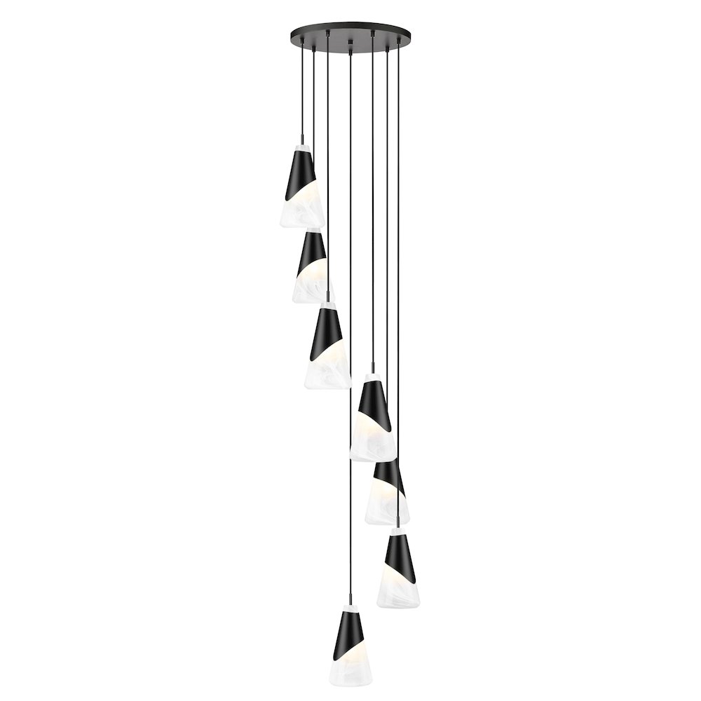 Z-Lite Aimie 7 Light Chandelier, Matte Black. Picture 1