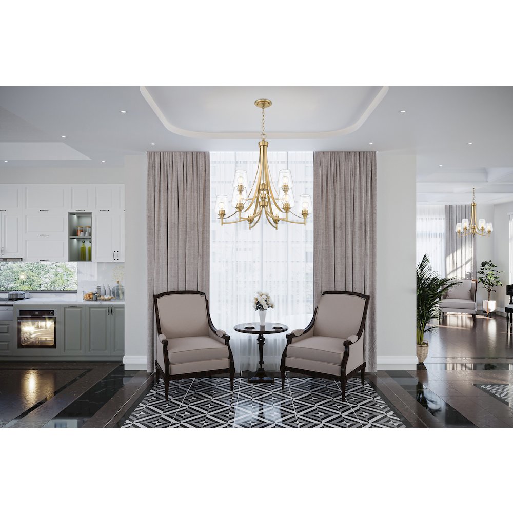 Z-Lite 9 Light Chandelier, Burnished Brass. Picture 5