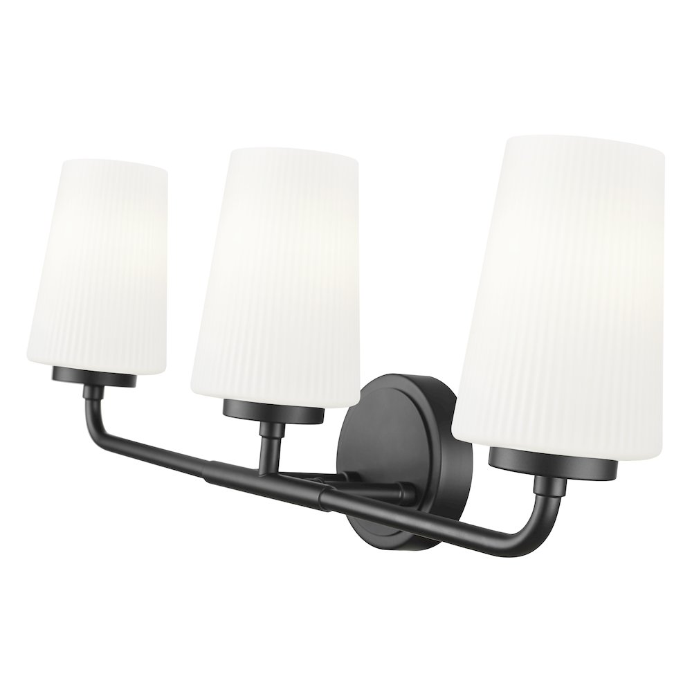Z-Lite Montford 3 Light Vanity in Matte Black color, Steel frame. Picture 4