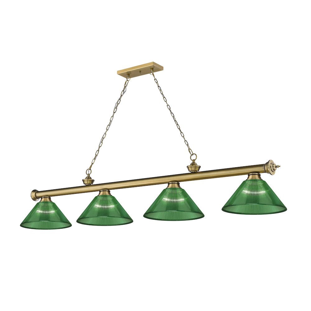 Z-Lite Cordon 4 Light Billiard, Steel Frame, Green Shade Color. Picture 1