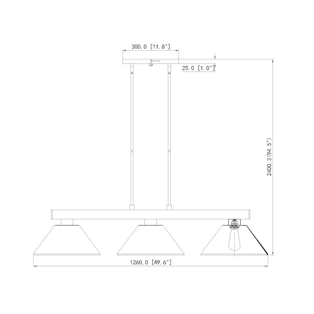 Z-Lite Cobalt 3 Light Billiard, Steel Frame, White Shade Color. Picture 7