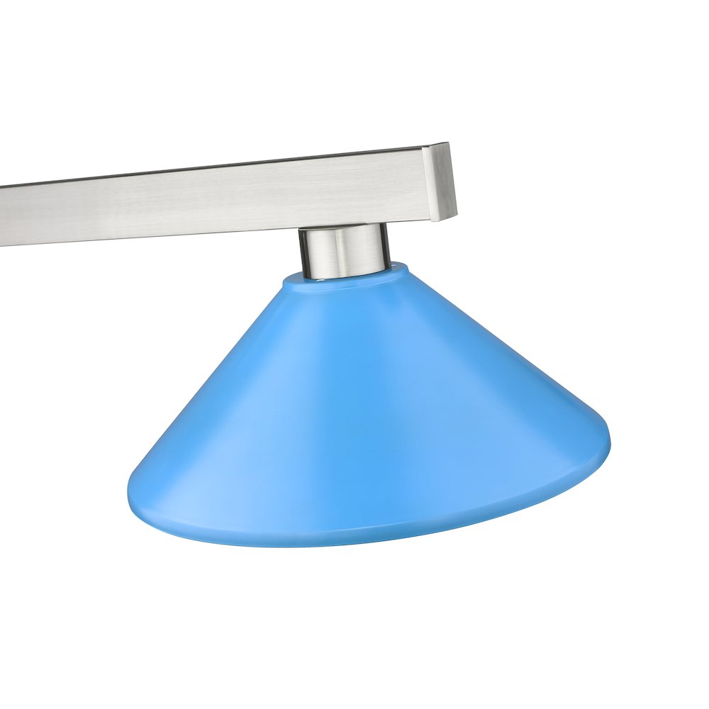 Z-Lite Cobalt 3 Light Billiard, Steel Frame, Electric Blue Shade Color. Picture 4