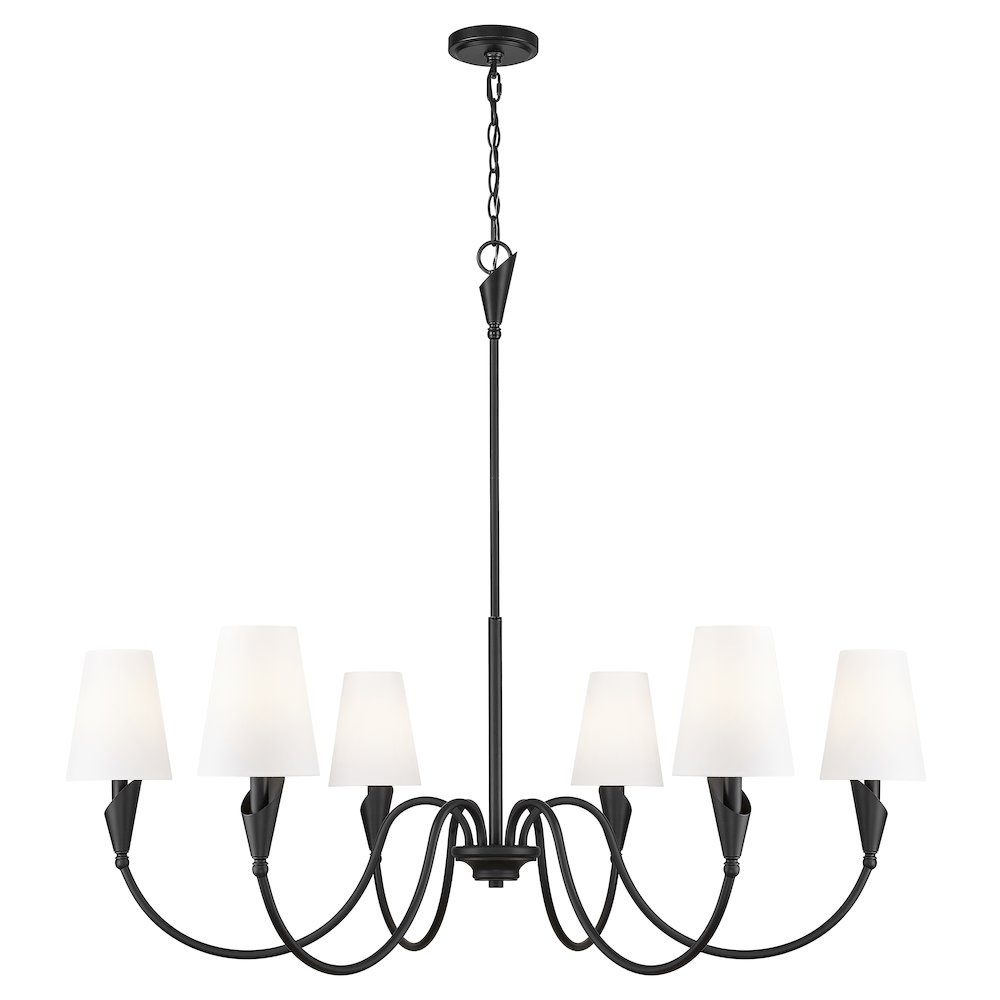 Z-Lite Claudelle 6 Light Chandelier in Matte Black color, Steel frame. Picture 1