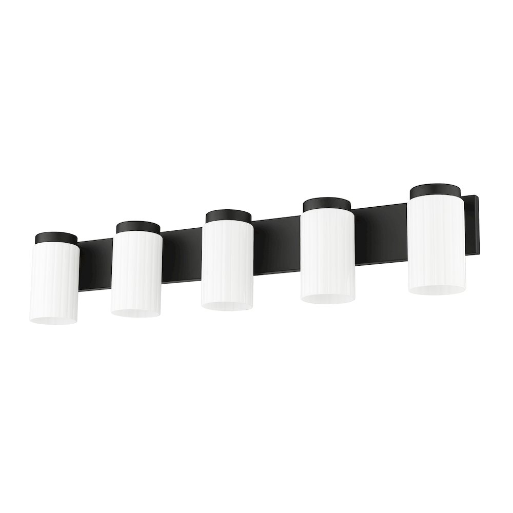 Z-Lite Burk 5 Light Vanity, Matte Black. Picture 5