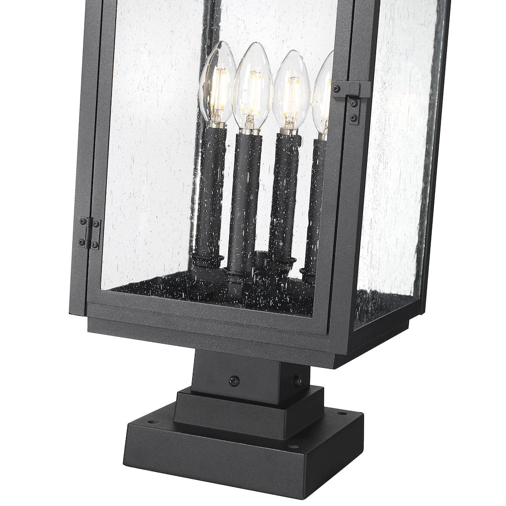 Z-Lite Hartwell 4 Light Outdoor Pier Mounted Fixture in Sand Black color. Picture 4
